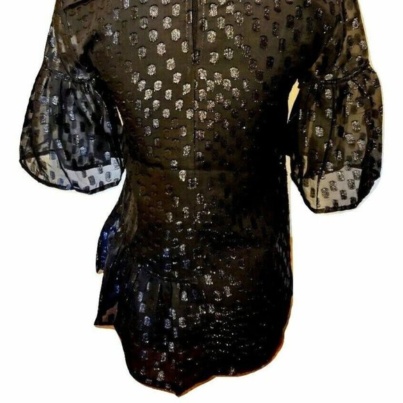 H&M Elegant Black Sparkly Peplum Evening Blouse - Black US 2 EUR 32 - Picture 3 of 3